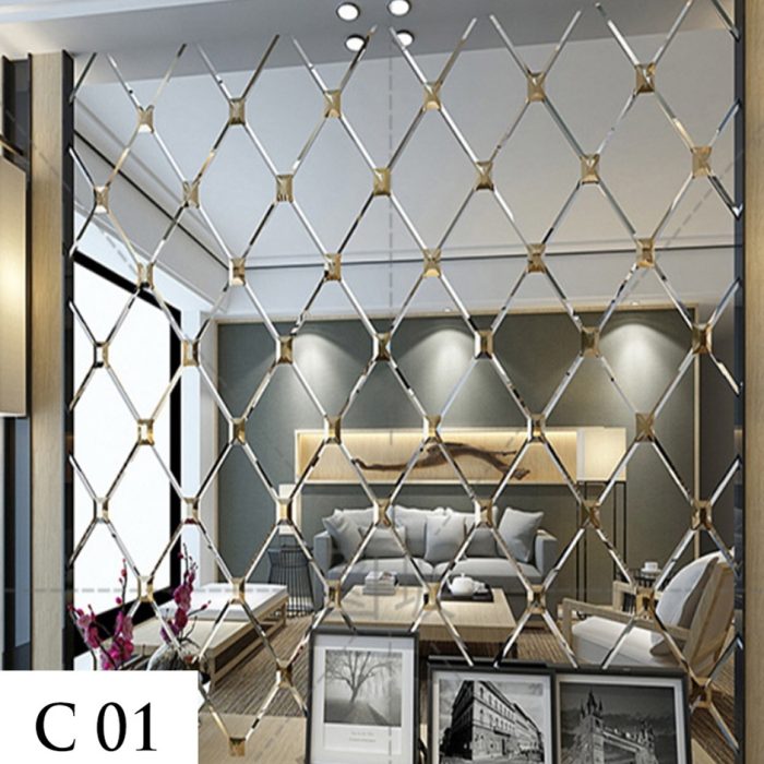 آینه دکوراتیو لوزی نگین دار C01